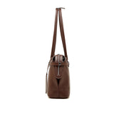 brown Genuine Leather Structured Shoulder Bag side