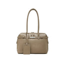 Women's gray Genuine Leather Structured Shoulder Bag 