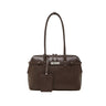 chocolate Genuine Leather Structured Shoulder Bag 