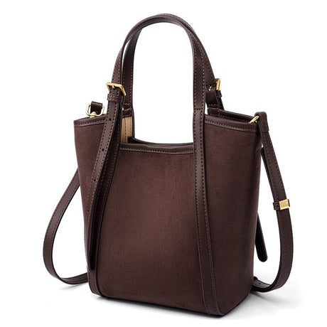 Women's coffee Suede Bucket Bag