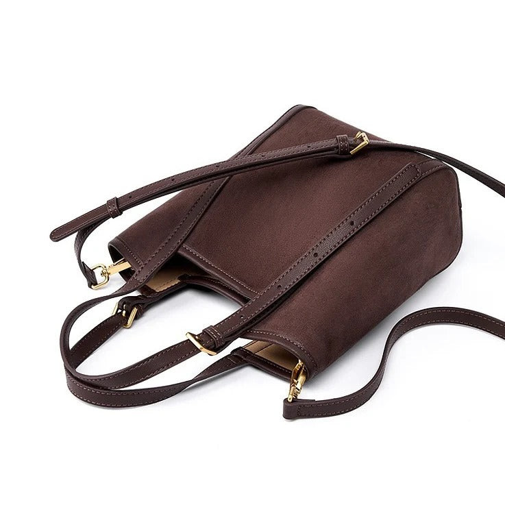 coffee suede Top Handle bag