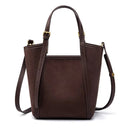 Womens coffee Genuine Leather & Suede Bucket Bag 