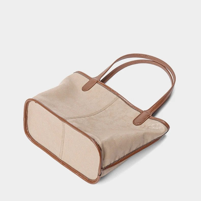 apricot cowhide Leather handbag  bottom