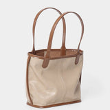 apricot cowhide tote bag with brown handles