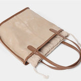apricot leather bag with brown drawstring 