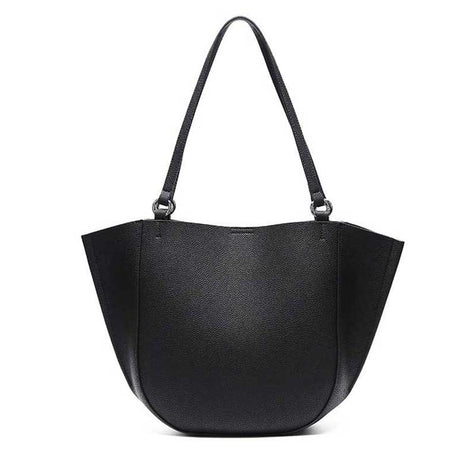 black Genuine Leather Tote Bag 
