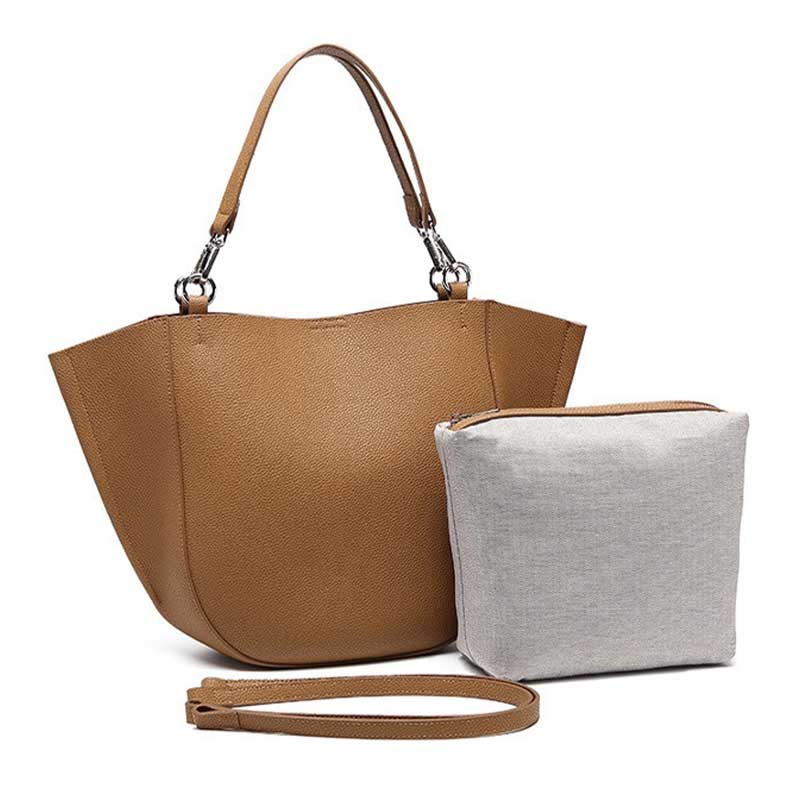 Brown handbag with a matching pouch 