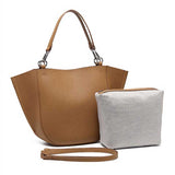 Brown handbag with a matching pouch 