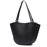women black Leather Tote Bag 
