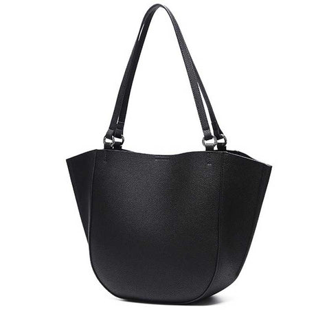 women black Leather Tote Bag 