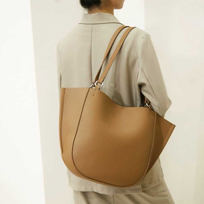 women brown Genuine Leather Tote Bag 