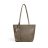 gray Genuine Leather Work Tote Bag with Detachable Glasses Holder