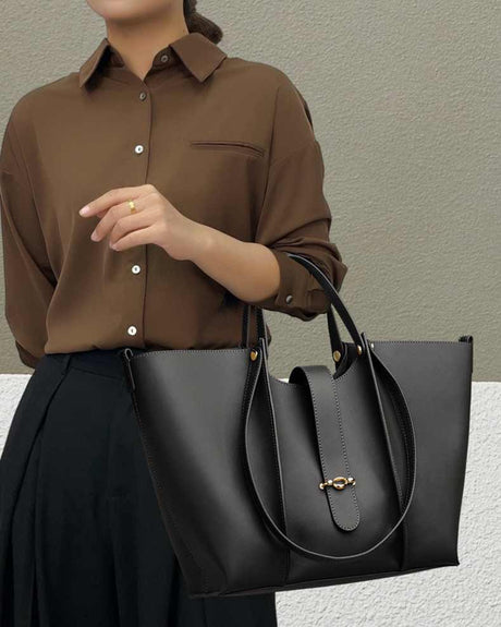women black Genuine Leather Tote bag