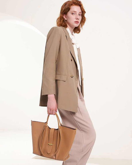 Women's brown Genuine Leather Work Tote bag