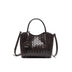 Coffee Genuine Leather Woven Bucket Tote Bag