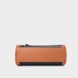 black Genuine Leather Woven Contrast Trim Bag bottom