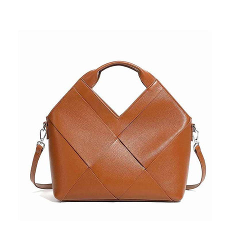 Women's brown Genuine Leather Woven Handbag 