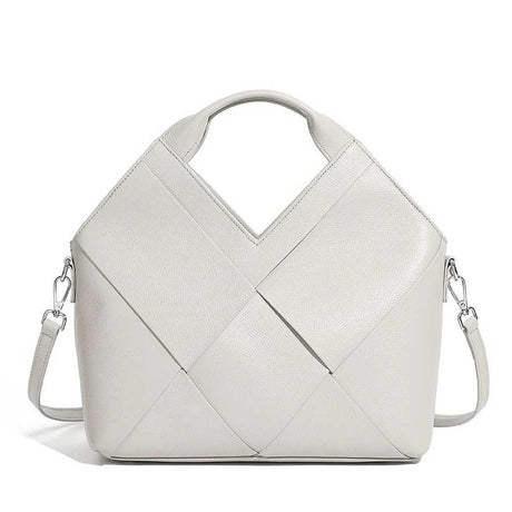 Women's gray Genuine Leather Woven Handbag 