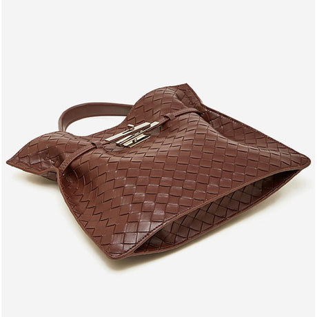 Brown woven handbag bottom