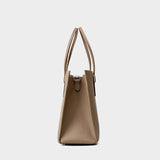 gray Large Capacity Leather Tote Bag  side view