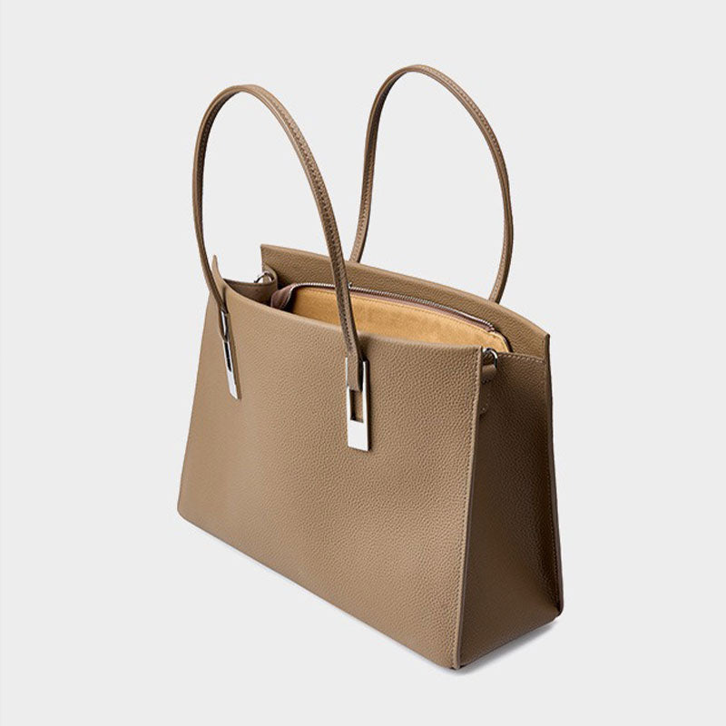  gray Large Capacity Leather Tote Bag 