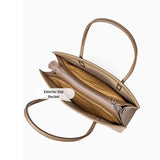 gray handbag with an open front pocket 