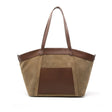 Women's Khaki Large Capacity Suede Leather Tote Bag