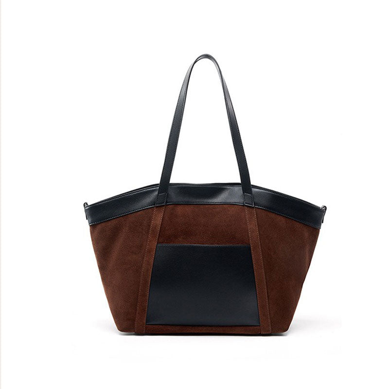 coffee Large Capacity Suede Leather Tote Bag
