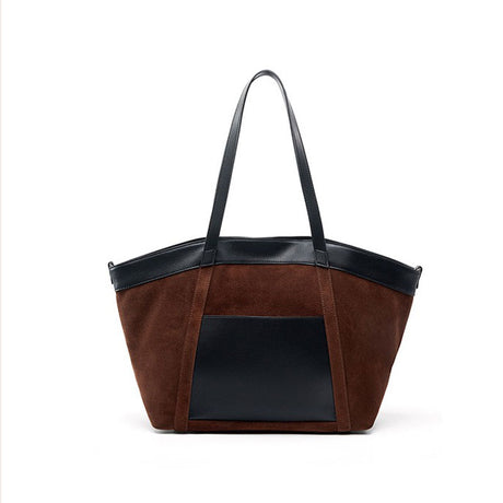 coffee Large Capacity Suede Leather Tote Bag