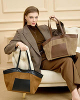 two  Large Capacity Suede Leather Tote Bag 