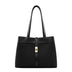 Womens black Large Cowhide Tote Bag with Twist Lock 