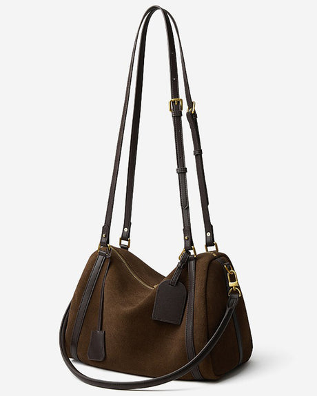 Genuine Leather Tote with Two Chain Straps