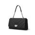 Women's Black Leather Quilted Chain Flap  Shoulder Bags 