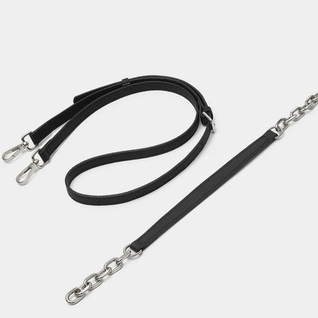 Black Bag accessories leather strap with silver chain 