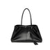 black Minimalist Genuine Leather Large Capacity Tote Bag