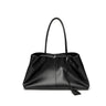 black Minimalist Genuine Leather Large Capacity Tote Bag