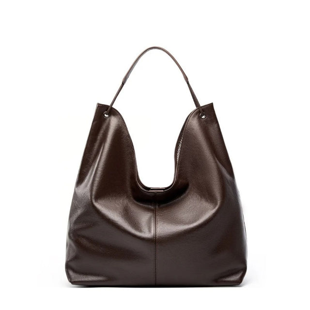 Coffee Minimalist Premium Genuine Leather Tote Bag