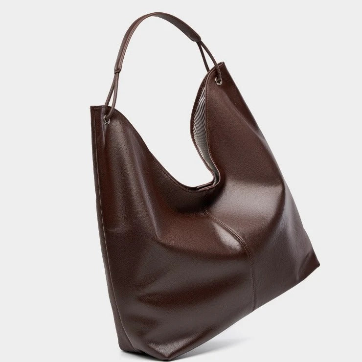 Coffee Minimalist Premium Genuine Leather Tote Bag