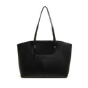 black Minimalist Vegetable-Tanned Leather Tote Bag