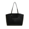black Minimalist Vegetable-Tanned Leather Tote Bag