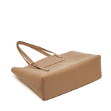 camel Minimalist Vegetable-Tanned Leather Tote Bag bottom