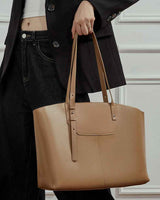 Women's camel Minimalist Vegetable-Tanned Leather large Tote Bag