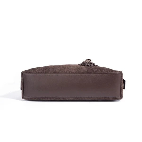 coffee Brown leather handbag bottom