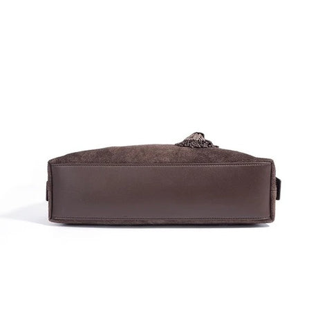 coffee Brown leather handbag bottom