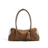 Brown Nubuck Leather handbag with a tassel 