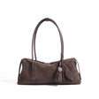 coffee Brown Nubuck Leather handbag with a tassel 