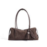 coffee Brown Nubuck Leather handbag with a tassel 