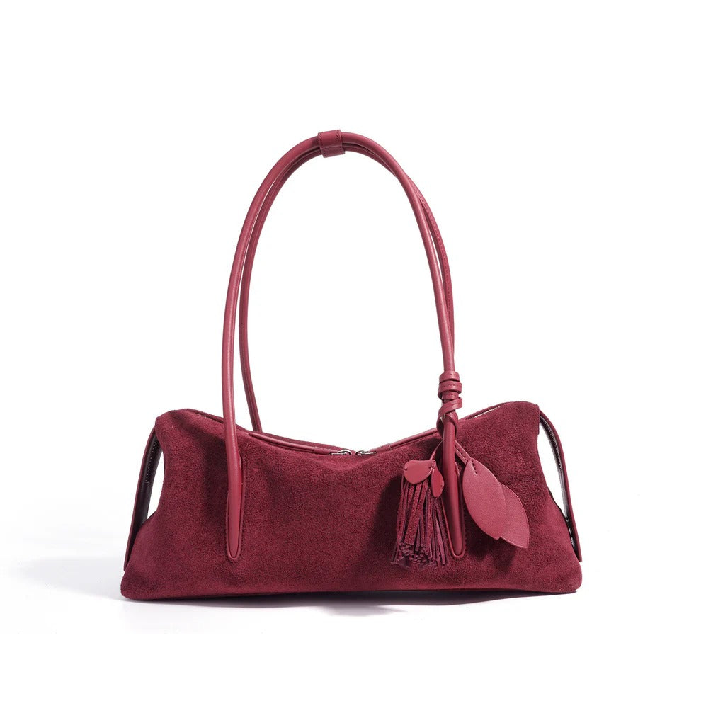 Cherry Red handbag with tassels 