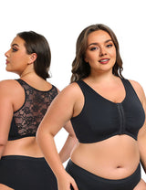 Womens Plus Size Front Clasp Lace Wirefree Tank Top Bra | PRUSES-5
