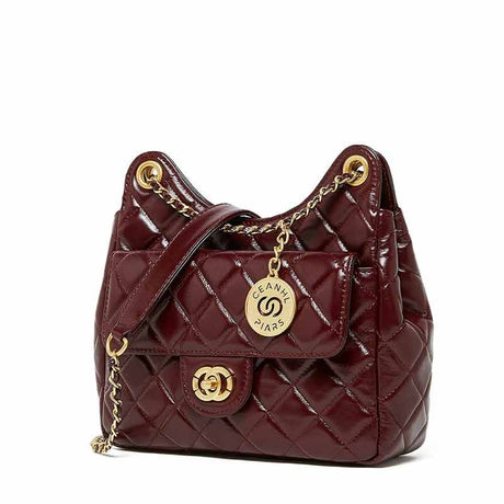 Burgundy Quilted Chain Bag Hobo Bag